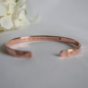 Copper Engraved Bracelets, Hammered Custom Bracelet, Customized Copper Cuff, Rose Gold Bracelet, Design Your Own Bracelet, Custom Saying