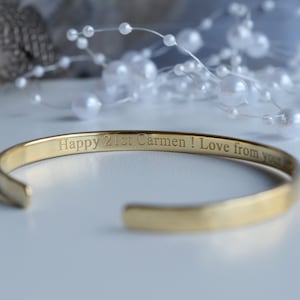 Gold Plated Engraved Bracelet, 22K Gold-plated Custom Birthday Gift for Women, Men, Friend, Birthday Present, Etched Jewelry, Bday Gift