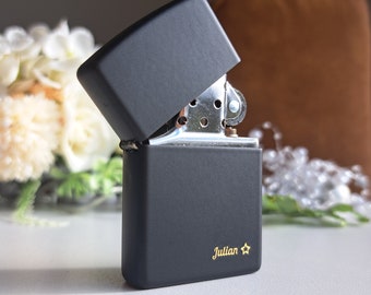 Zippo Lighter, Engraved, Classic Chrome, Satin, Brushed, Black, Matte, Your Text, Logo, Handwriting, Cool, Vintage, Personalized Lighter