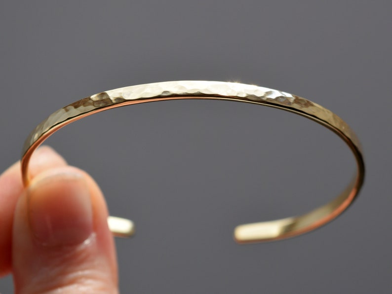 22K Gold Plated Engraved Bracelet Custom Hammered Narrow 3mm Etsy