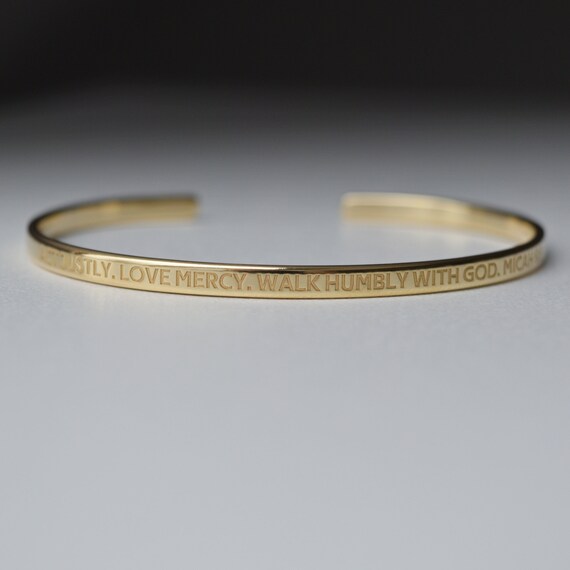 22K Gold Plated Engraved Bracelet Narrow 3mm Engraved Bracelets Gift for Men Women Personalized Bracelet Skinny Mantra Sale