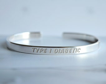 Pulsera de puño médico de plata de ley 925, pulsera de identificación médica, alerta médica, para diabetes, intolerancia, medicamentos, alergia, diabético