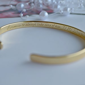 22K Gold Plated Thank you Bracelet, Gratitude, Engraved Bracelets, A little Thank you, Mother-in-law Gift, All that I am I owe to You