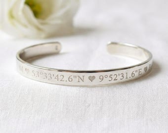 Personalized Sterling Silver 925 Cuff Bracelet – Custom Engraved Gift