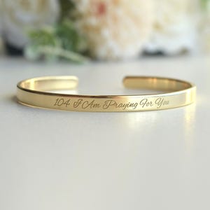 22K Vergoldetes graviertes Armband, Religiöser Armreif, Hoffnung, Symbol des Glaubens