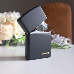 Zippo Lighter, Engraved, Black Matte, Classic Satin Chrome, Brushed, With Your Text, Logo, Handwriting, Gift for Father, Petrol Lighters