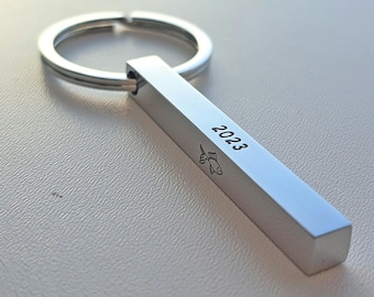 Llavero de barra grabada: llavero personalizado de acero inoxidable