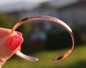 Custom Bracelet, Copper, Rose Gold, Coordinates, Engraved Bracelet, Personalised Gift, Sister, Mother, Engraving outside, inside, Catholic