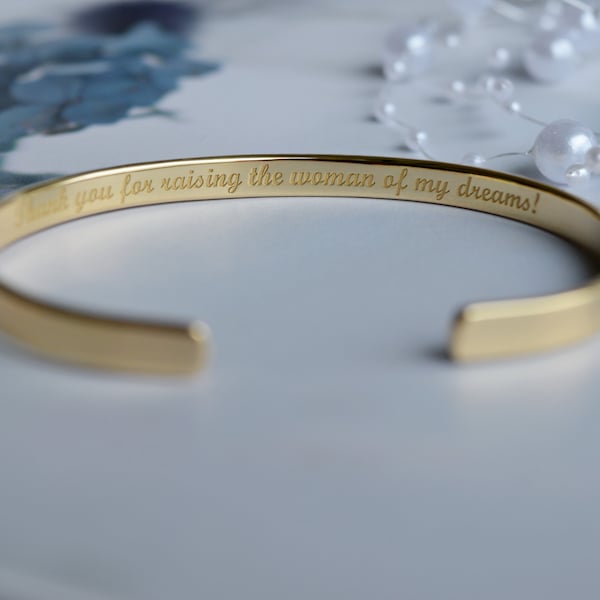 22K Gold Plated Bracelet Gift for Mother, Mother of the Groom, Mother in Law, All that I am I owe to you, Thank you for raising the man...