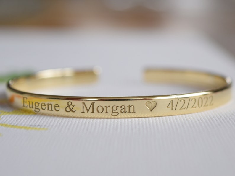 22K Gold Plated Engraved Bracelet Engraved Bangle Etsy