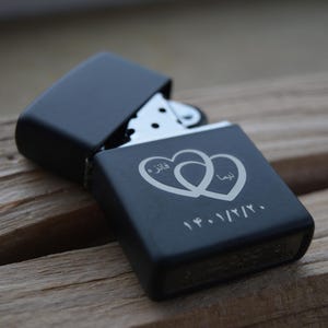 Zippo Lighter, Engraved, Classic Chrome, Satin, Brushed, Black, Matte, Your Text, Logo, Handwriting, Cool, Vintage, Personalized Lighter