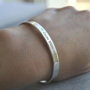 Pulsera de plata de ley, diseña tu pulsera personalizada, Carpe Diem, brazalete grabado para hombre y mujer, escritura a mano, tu texto, 1/4''