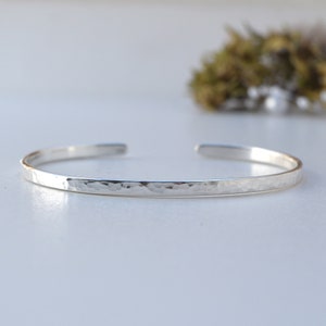 Sterling Silver Bracelet, Personalized Message, Narrow Engraved Bracelet, Custom Bracelet, 925 Cuff Bracelet, Engraved Bracelets, Dainty 3mm