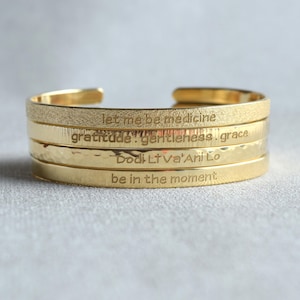 22K Gold Plated Engraved Bracelet, Personalized Birthday Gift