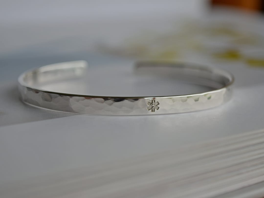 Medical Cuff Bracelet, Medical ID Bracelet, Medical Alert, Star of Life, Gift for Diabetes