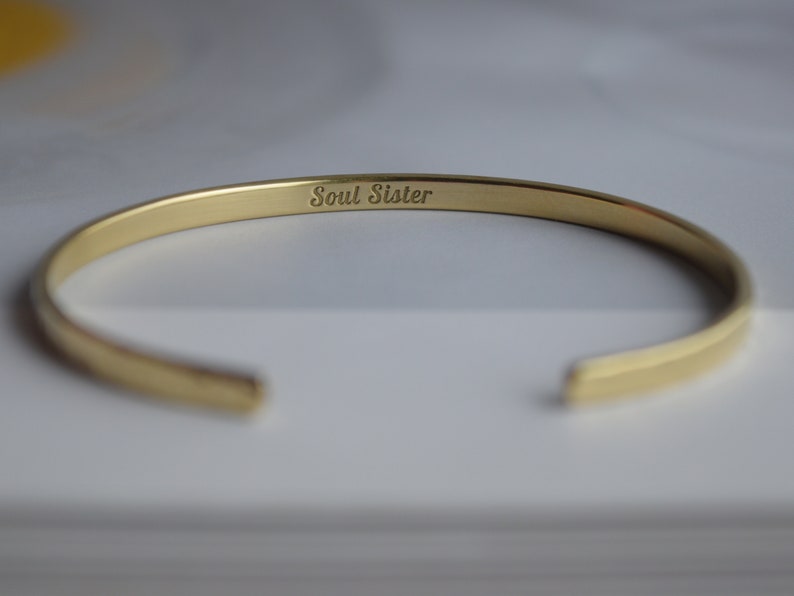 22K Gold Plated Engraved Bracelet Custom Hammered Narrow 3mm Etsy