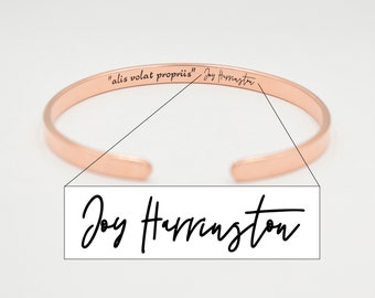 Pulsera conmemorativa personalizada con texto escrito a mano o firma (estrecha, 5 mm de ancho)