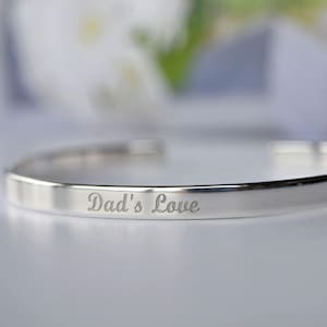 Pulsera de plata de ley, brazalete de amor infinito, pulsera personalizada, brazalete de plata 925, pulsera personalizada grabada, amor de papá, Día del Padre