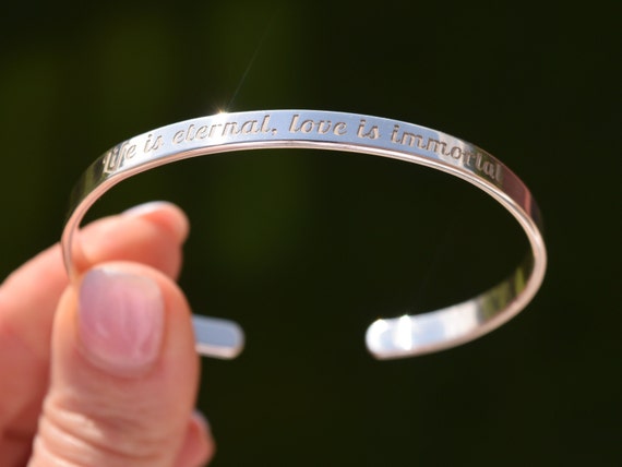 Personalized Silver Stainless Steel Tarnish Resistant Cuff Bangle - Gift  for Her Bracelet Set - Anniversary Gift for Couples - Stackable Bangles -  Ships Next Day - Walmart.com