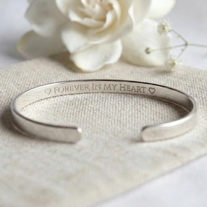 Sterling Silver Pet Memorial Cuff Bracelet