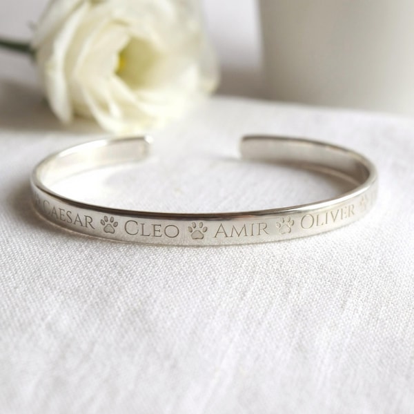 Bracciale commemorativo personalizzato per animali domestici, in argento sterling.