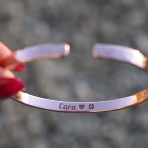 Pulsera personalizada, pulseras grabadas, cobre, color oro rosa, joyería cristiana, pulsera personalizada, parejas, regalo del día de San Valentín para hombres