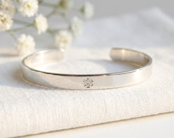 Joyería de alerta médica de plata esterlina, brazalete de identificación