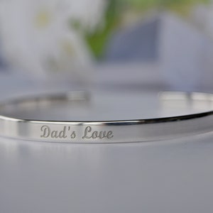 Sterling Silver Bracelet, Infinity Love Cuff, Custom Bracelet, 925 Cuff Bracelet, Engraved Personalized Bracelet, Dad's Love, Father's Day