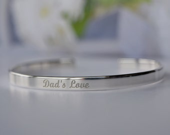 Pulsera de plata de ley, brazalete de amor infinito, pulsera personalizada, pulsera de puño 925, pulsera personalizada grabada, amor de papá, día del padre