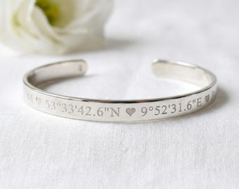 Personalized Sterling Silver 925 Cuff Bracelet – Custom Engraved Gift