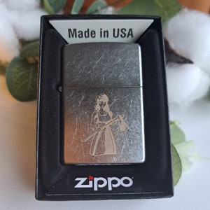 Engraved Zippo Lighter: Personalized Text, Drawing, Fingerprint, Silver or Black Colour