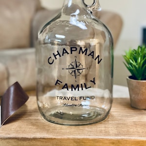 Personalized Family Name Money Jar with Compass ~ Travel Savings Fund ~ Adventure Awaits - COMPLETELY CUSTOMIZABLE!
