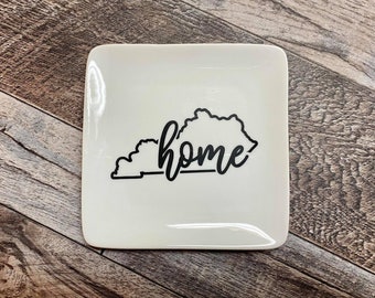 Porte-clés HOME STATE ~ Plat à bibelots ~ Plateau à bagues ~ Pendaison de crémaillère ~ Nouveau propriétaire ~ Cadeau personnalisé ~ Cadeau de déménagement