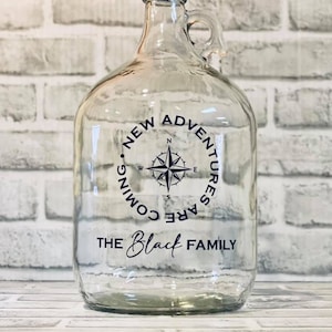 Personalized Family Name Money Jar with Compass | New Adventures Are Coming | Travel Vacation Savings Fund | COMPLETELY CUSTOMIZABLE!