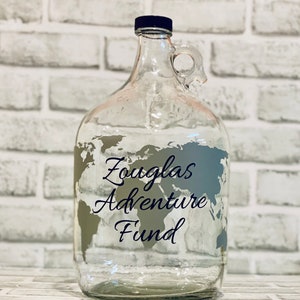 Our Adventure Fund World Map Money Jar Travel Fund 1 Gallon Glass Jug for Bills and Coins Unique Gift for Traveler image 3