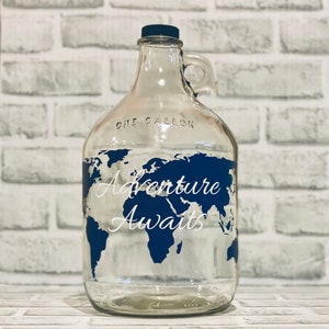 Our Adventure Fund World Map Money Jar Travel Fund 1 Gallon Glass Jug for Bills and Coins Unique Gift for Traveler image 10