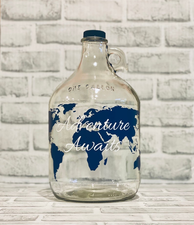 Our Adventure Fund World Map Money Jar Travel Fund 1 Gallon Glass Jug for Bills and Coins Unique Gift for Traveler image 10