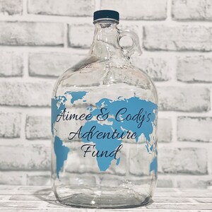 Our Adventure Fund World Map Money Jar Travel Fund 1 Gallon Glass Jug for Bills and Coins Unique Gift for Traveler image 4