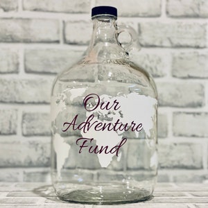 Our Adventure Fund World Map Money Jar Travel Fund 1 Gallon Glass Jug for Bills and Coins Unique Gift for Traveler image 9