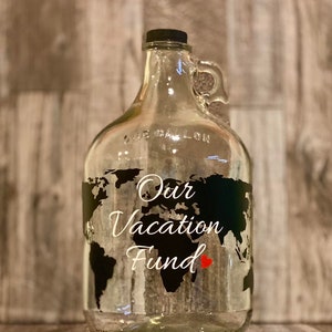 Our Adventure Fund World Map Money Jar Travel Fund 1 Gallon Glass Jug for Bills and Coins Unique Gift for Traveler image 8