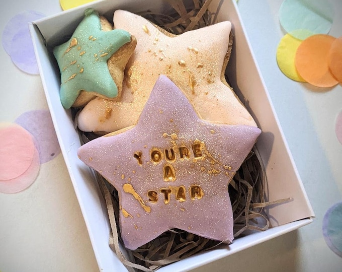 You're A Star Mini Cookie Box, Personalised Biscuit Gift, Letterbox Biscuits