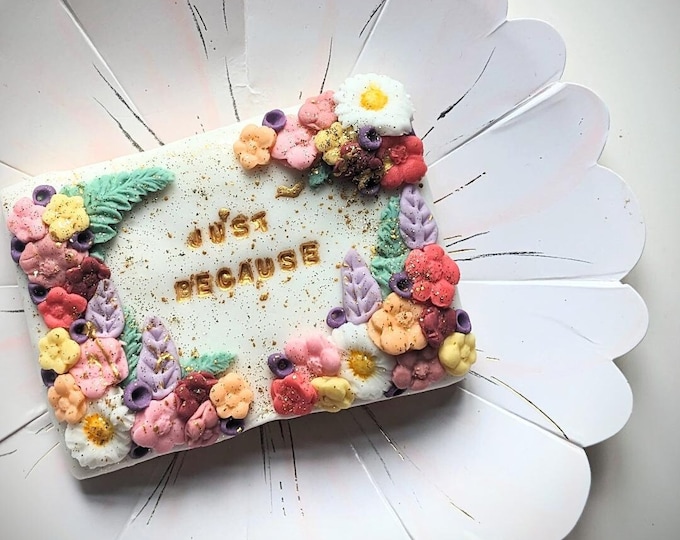 Personalised Hand Iced Wild Flower Mini Slab Biscuit Gift Box: add your own message,  Thank you Teacher Gift - Vegan Available