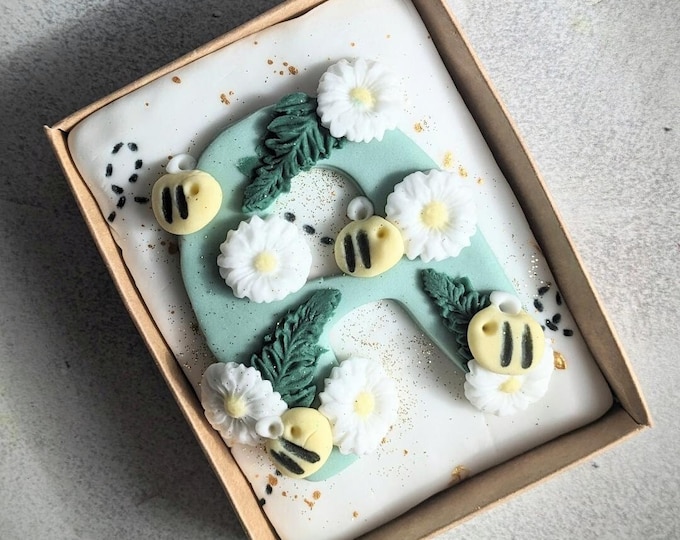 Bumblebee Letter Biscuits, Hand Iced Biscuit Gift Box- Vegan Available