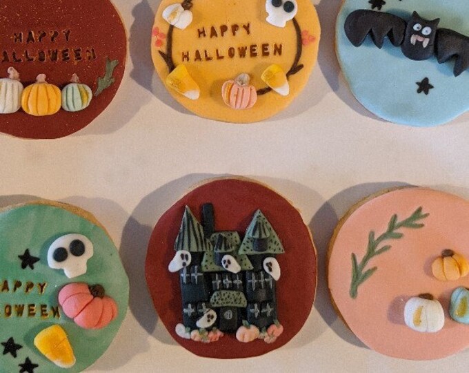 Haunted House Halloween Sugar Cookies, Hand Iced Letterbox Biscuits, Personalised Gift - Vegan Available