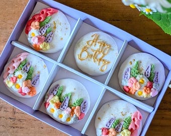 Personalised Hand Iced, Wild Flower Biscuit Gift, Thoughtful Present, Vegan Available