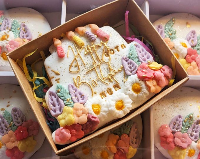 Personalised Happy Birthday Biscuit, Hand Iced Birthday Gift for her- Vegan Available
