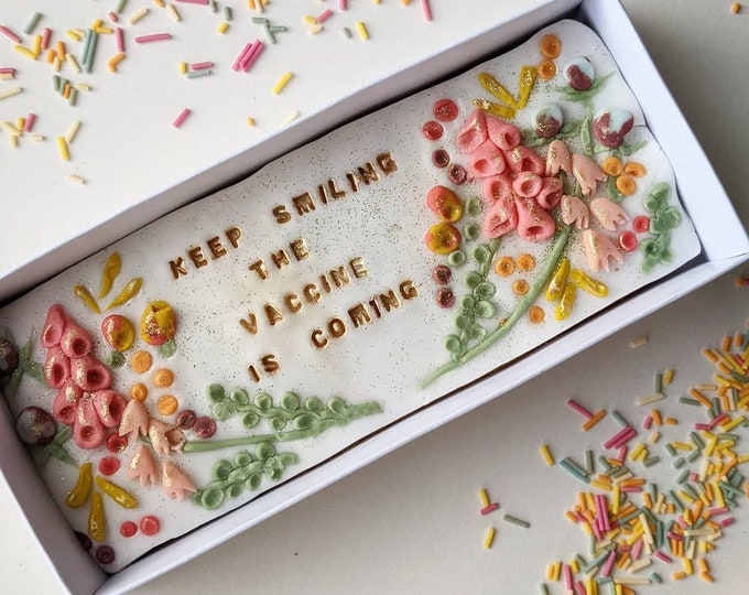 Wild Flower Biscuit Slab, Personalised Gift: Add your own message, Hand Iced Letterbox Biscuit, Thank you Teacher Gift  - Vegan Available
