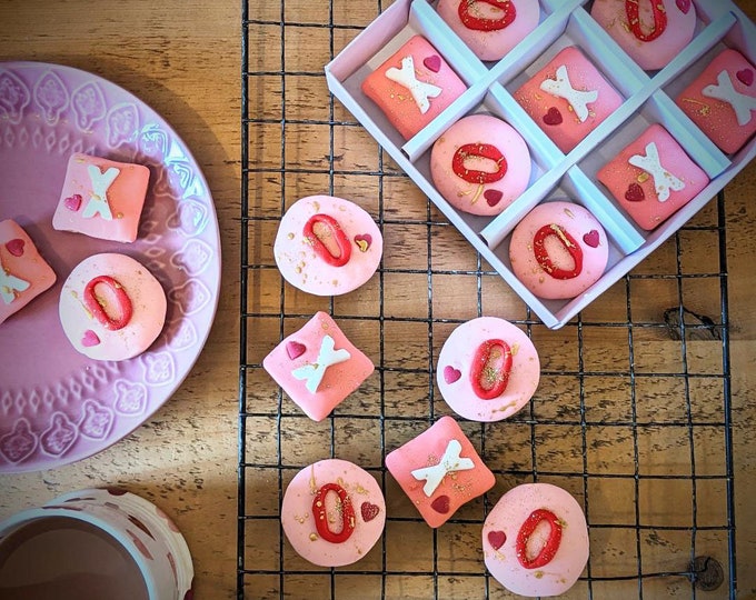 X's and 0's Valentines Day Biscuit Gift Box, Hand Iced postal biscuits - Vegan Available