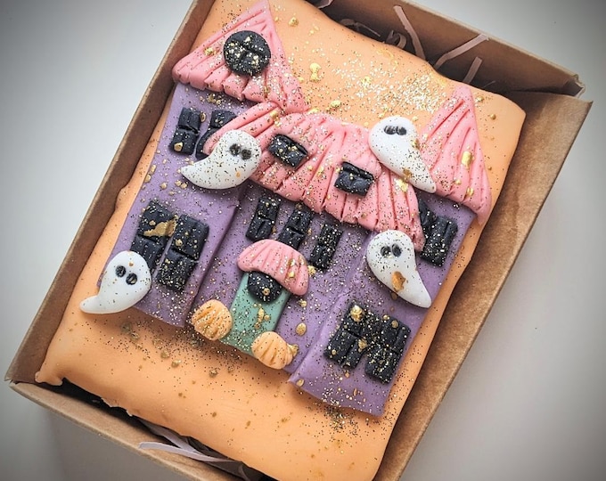 Haunted House Mini Biscuit Slab, Hand Iced Letterbox Biscuits - Vegan Available
