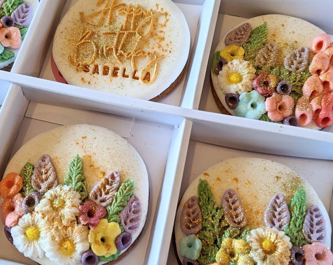 Personalized Wildflower Biscuit Gift Box and Wild Flower Greetings Card (Vegan Option Available)